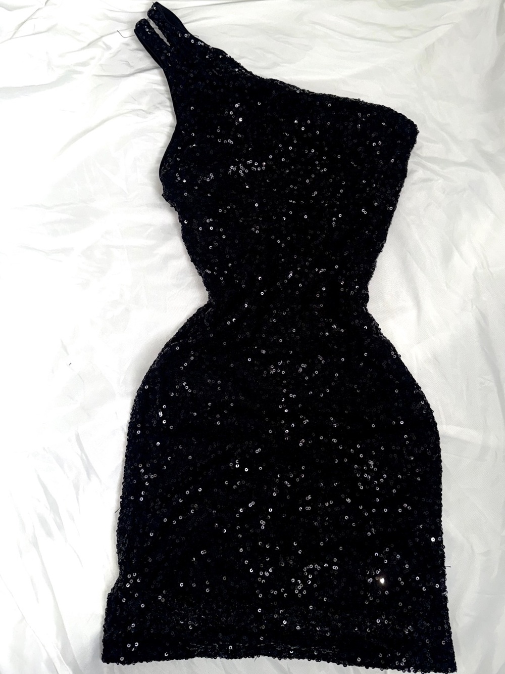 TEEZE ME One-Shoulder Black Sequin Cocktail Dress Size Medium